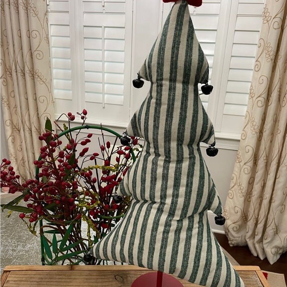 CHRISTMAS TREE GREEN STRIPED PADDED CLOTH TREE NEW - Picture 5 of 6